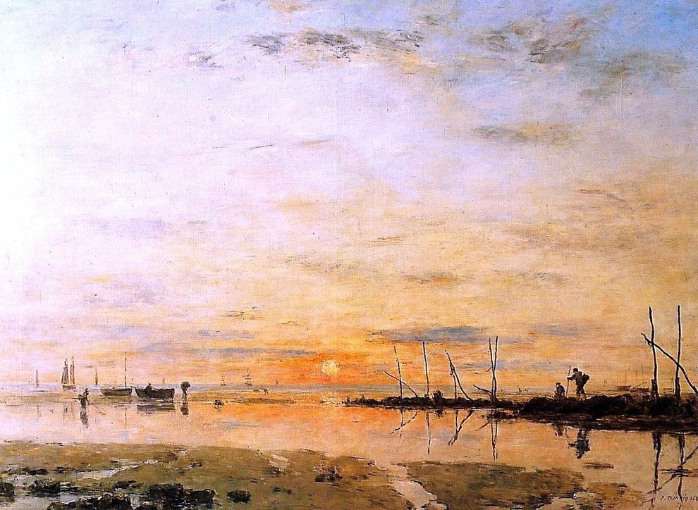 Eugene-Louis Boudin Le Havre Sunset at Low Tide Gallery Wrapped Canvas Print