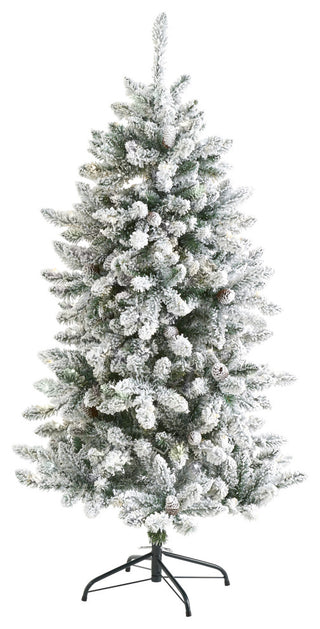 5ft. Flocked Livingston Fir Artificial Christmas Tree With Pine Cones