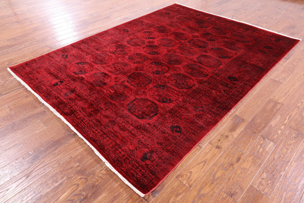 6' 10" X 9' 5" Handmade Bokhara Full Pile Overdyed Wool Rug - Q12745