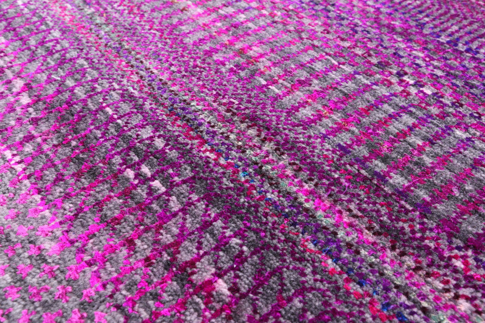 8' Square Super Savannah Gabbeh Hand Knotted Wool and Silk Rug Q6091