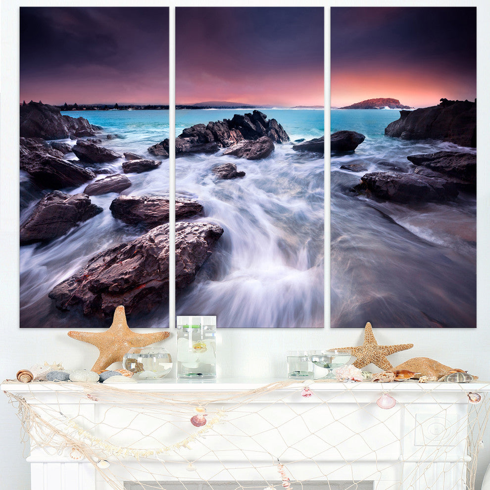 "Fascinating View of Rocky Coast" Metal Wall Art, 3 Panels, 36"x28"