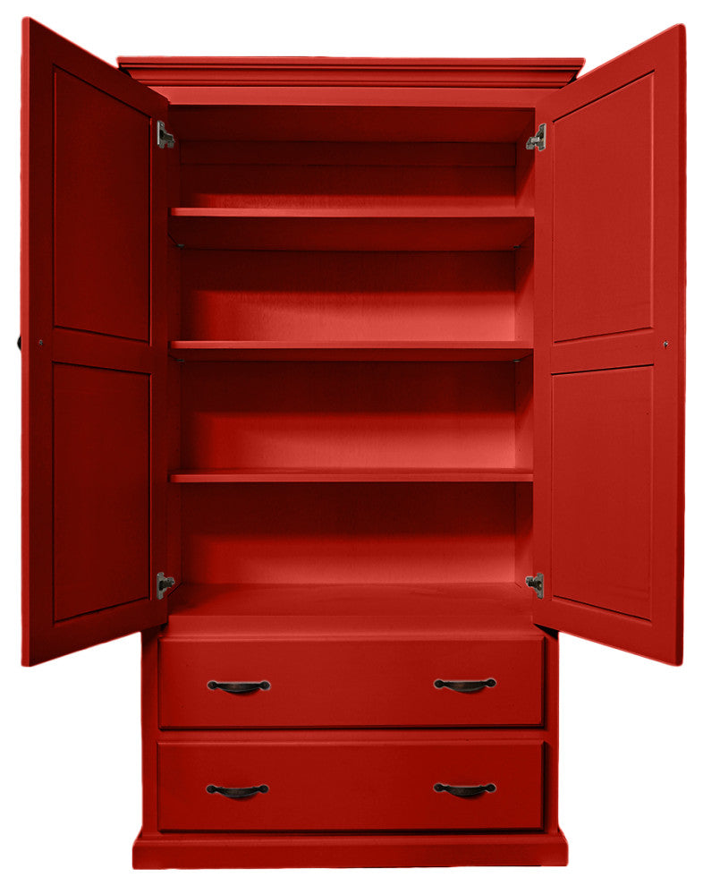 Traditional Kitchen Pantry With drawers, Persimmon Red