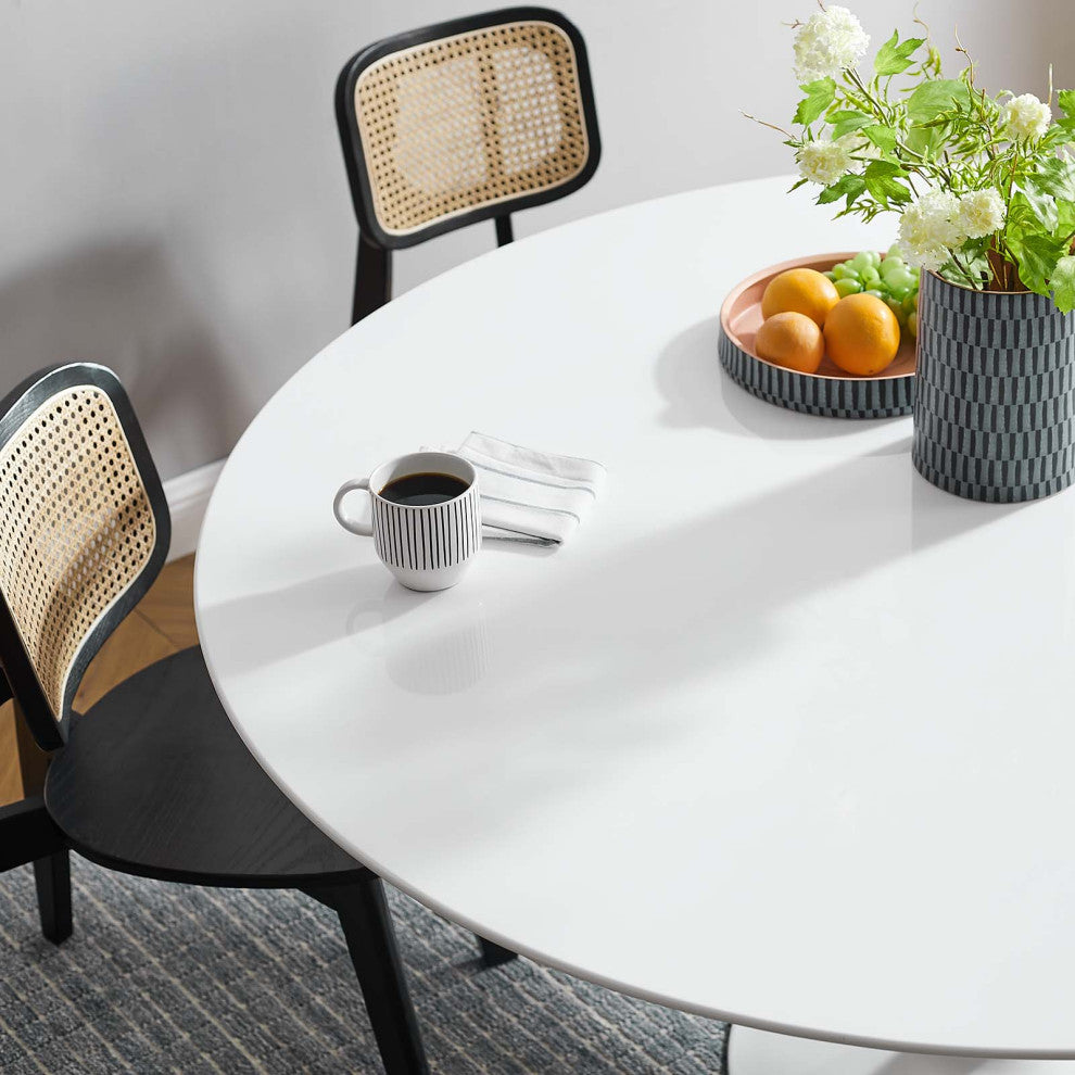 Lippa Round Wood Top Dining Table, White, 60"