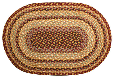 Earth Rugs C-357 Burgundy / Gray / Cream Oval Braided Rug 5 Feet x 8 Feet