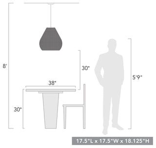 Golden Lighting 6084-O1P MBW Melany 18"W Outdoor Pendant - Natural Black