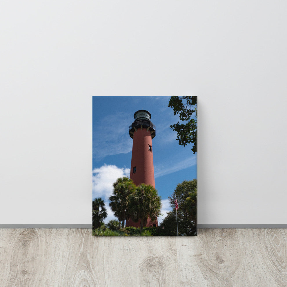 Jupiter Lighthouse 2 Color Coastal Landscape Canvas Wall Art Print, 12" X 16"