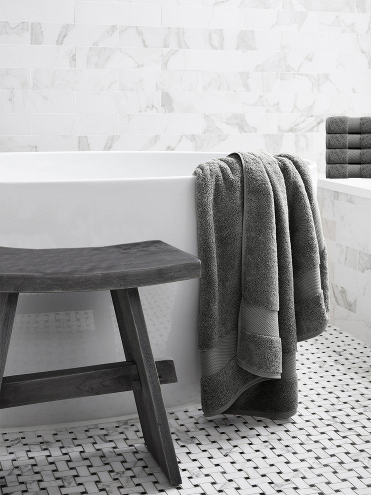 Delara 100% Organic Cotton Plush Bath Towels, 30"x58", Set of 1, Dark Grey