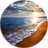 Heavy Clouds Over Morning Beach, Seashore Large Disc Metal Artwork, 11"