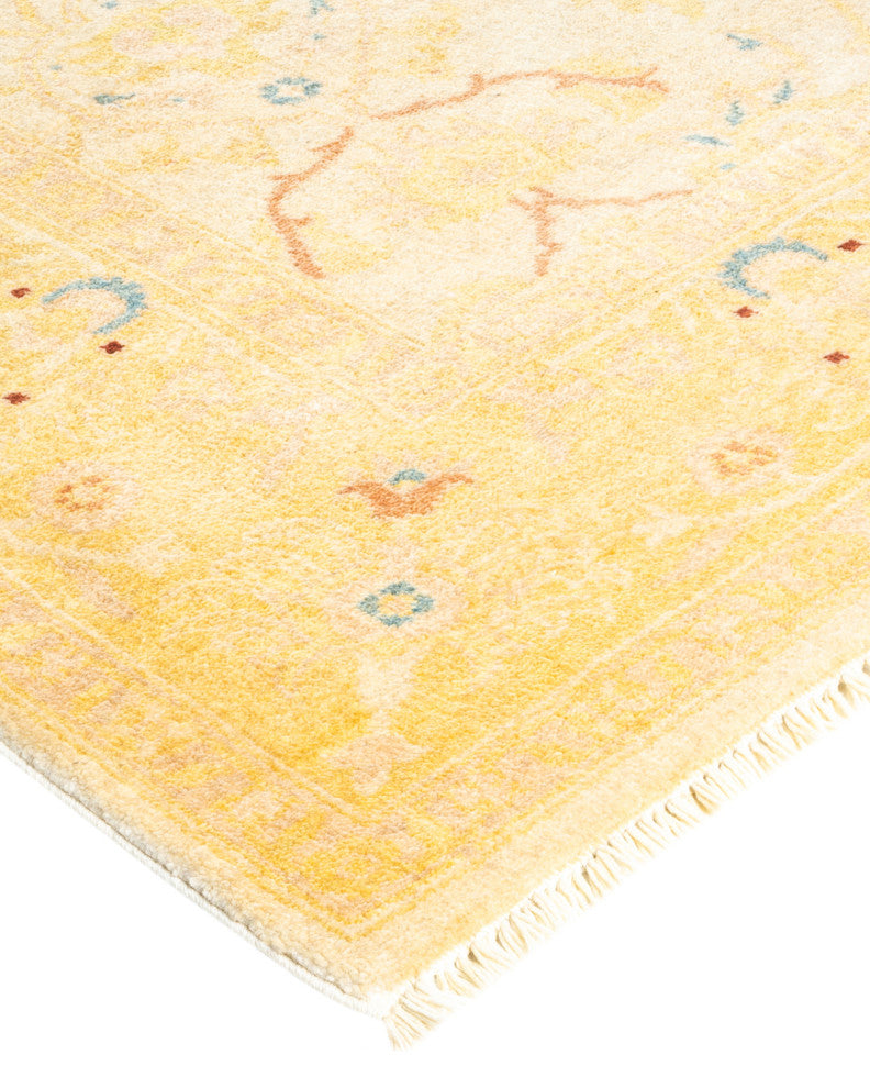 Eclectic, One-of-a-Kind Hand-Knotted Area Rug Ivory, 6' 3" x 9' 2"