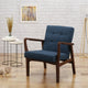 GDF Studio Gunther French-Style Fabric Club Chair, Blue/Espresso