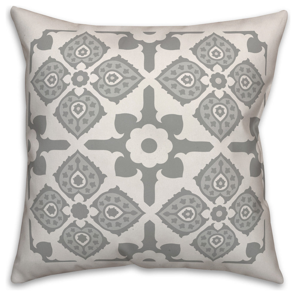 Gray Graphic Tile 20x20 Throw Pillow