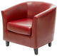 Elegant Oxblood Red Club Chair with Cushioned Bonded Leather and Padded Back