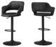 Black Faux Leather And Metal Low Back Adjustable Height Bar Chair