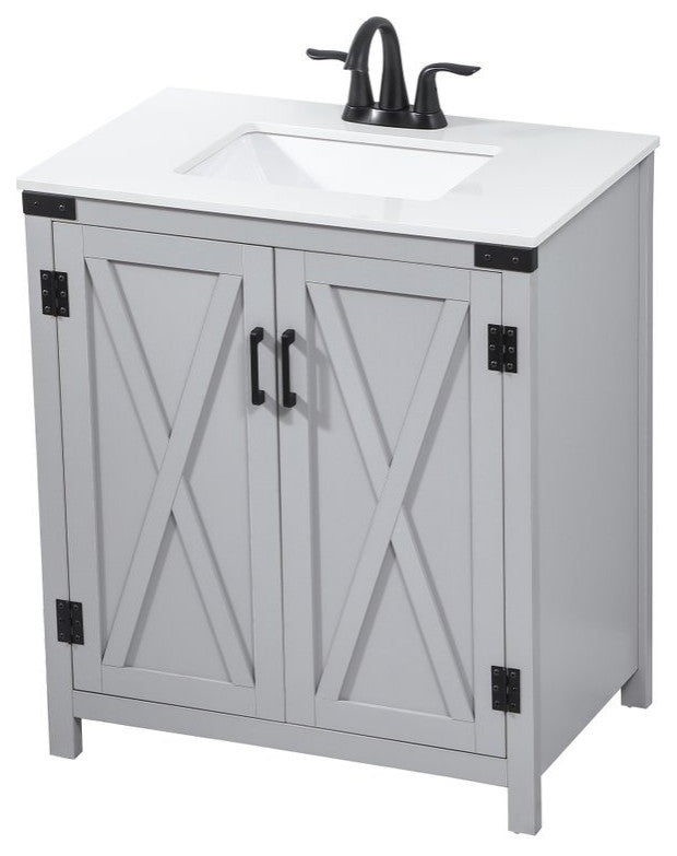 Home Living 19" Farmhouse Grey-Light Bathroom Vanity