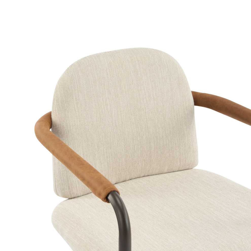 GDF Studio Modern Dining Chair With Iron Frame, Set of 2, Espresso/Beige