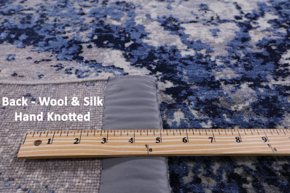 Runner Wool and Silk Modern Handmade Rug 3' 0" X 12' 4" Q9069