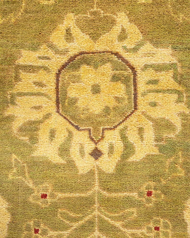 Eclectic, One-of-a-Kind Hand-Knotted Area Rug Green, 11' 10" x 14' 10"