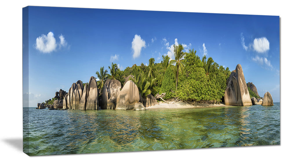 "Anse Lazio Beach Seychelles Panorama" Large Wall Artwork, 1 Panel