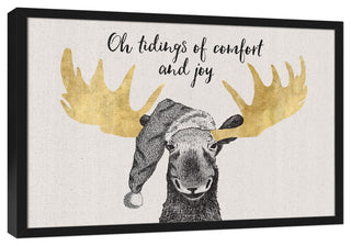 Christmas Comfort Moose 20x30 Black Framed Canvas