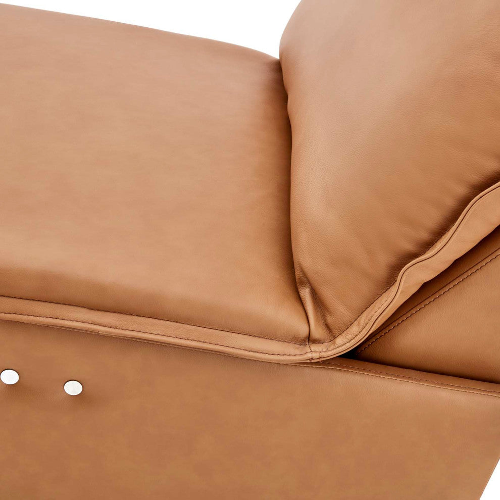 Accent Recliner Chair, Leather, Tan, Modern, Living Lounge Hotel Hospitality