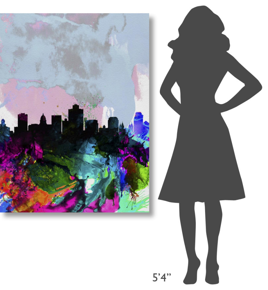 "Salt Lake City Watercolor Skyline" Fine Art Print