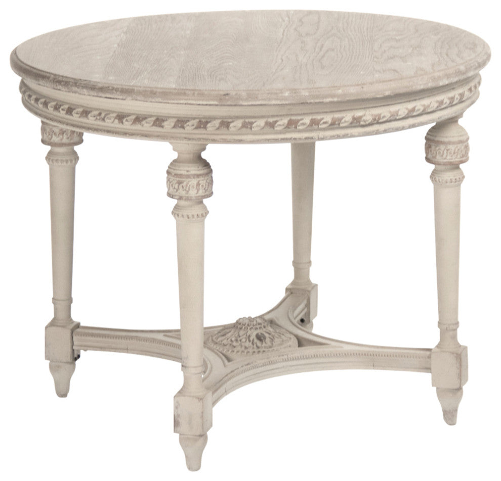 Bence Table, Weathered Top, Distressed Cream Base