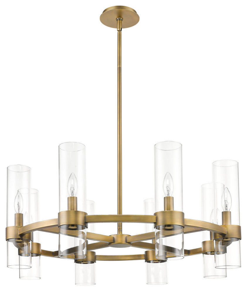 Z-Lite 4008-8 Datus 8 Light 32"W Taper Candle Chandelier - Rubbed Brass