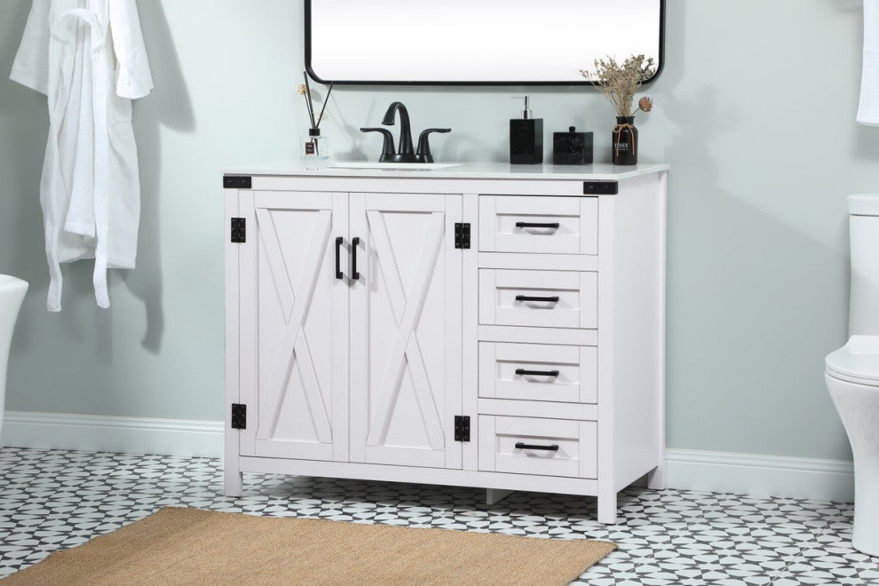 Home Living 19" Farmhouse White-Light Bathroom Vanity