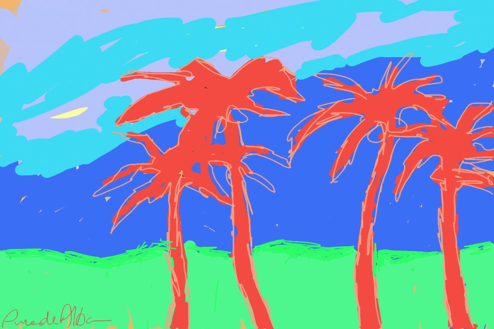 Marmont Hill, "California Palms" by Arthur Pina Painting Wrapped Canvas, 36x24