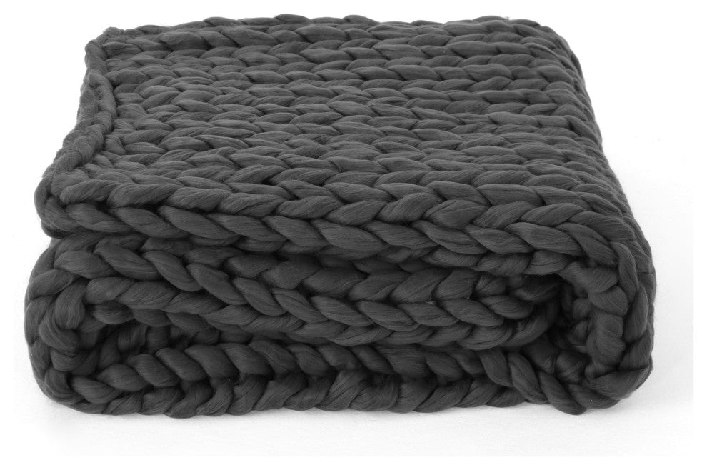 GDF Studio Jacqueline Acrylic Fabric Throw Blanket, Dark Gray