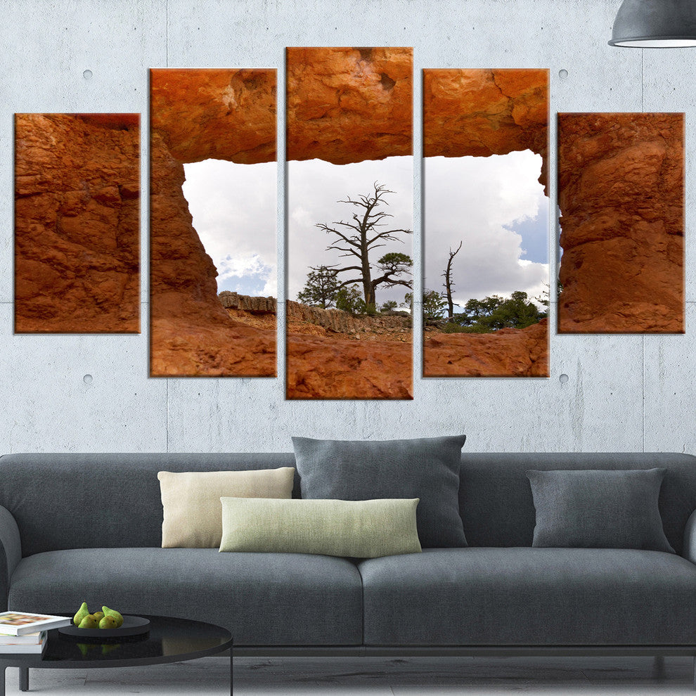 "Sky Through Red Canyon Window" Landscape Wall Art, 5 Panels, 60"x32"
