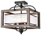 Nora Wood and Fabric Shade Cage Flush Mount Antique Black 4-light
