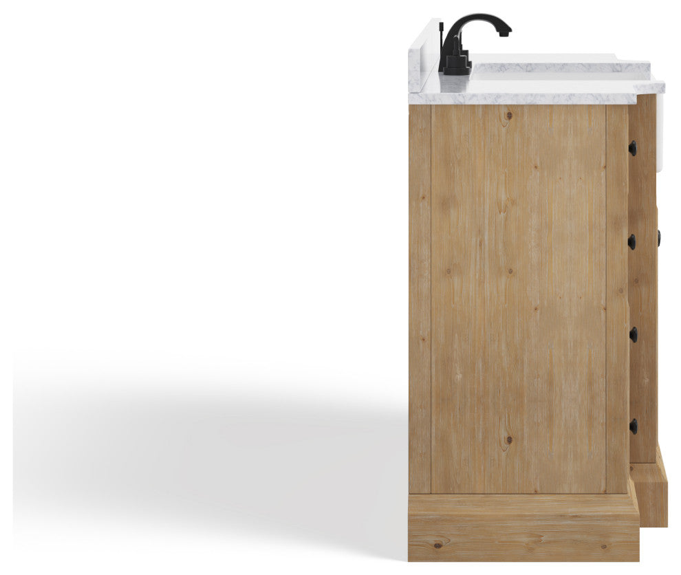 Fermo Bath Vanity, Weathered Fir, 48", Marble Top, Single Sink, Freestanding