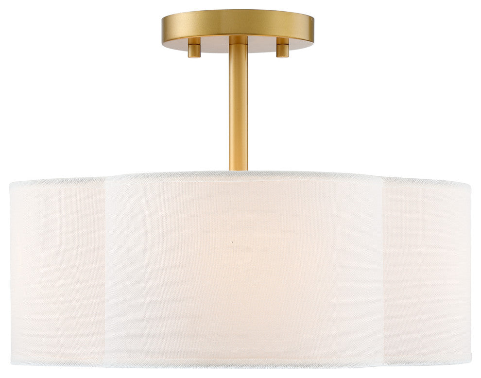 4-Light Scallop Semi Flush Mount Ceiling Light, Gold