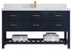 Parker 60 Single Sink Bathroom Vanity in Navy Blue  2" Calacatta Nuvo