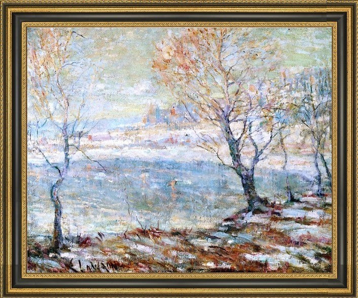 Ernest Lawson Inwood on Hudson In the Snow Framed Premium Canvas Print, 20"x25"