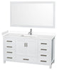 60"SGL Bathroom Vanity, White, White Cult. Marble Countertop, Sink, 58" Mirror