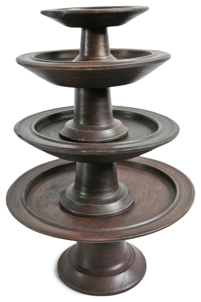 Consigned Vintage Java Pedestal Tray, X-Large