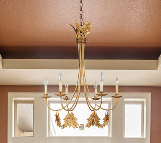 6-Light Distressed Gold 30"D Sweet Olive Chandelier