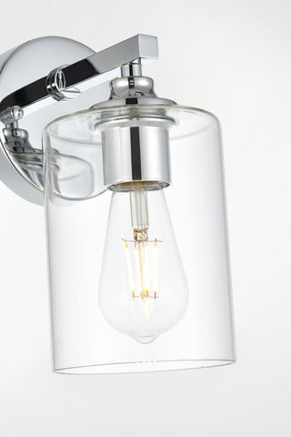 1 Light Chrome And Clear Bath Sconce