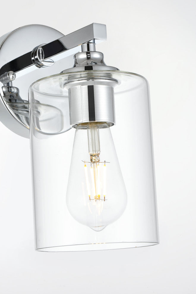 1 Light Chrome And Clear Bath Sconce