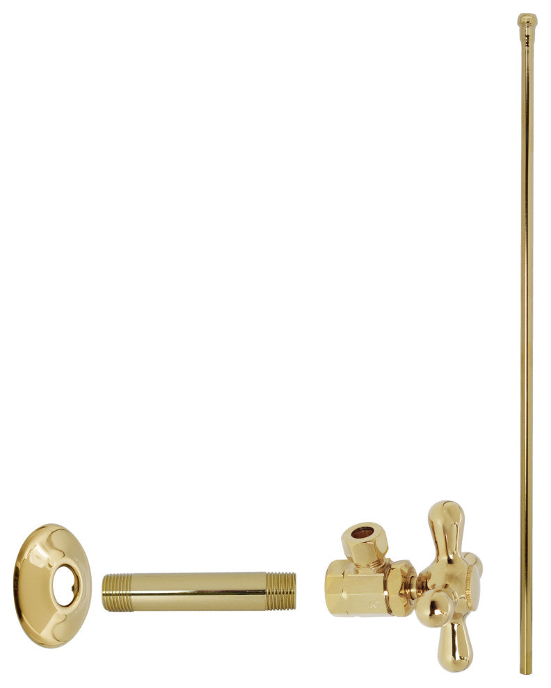 Toilet Kit - 1/2" Ips X 3/8" Od X 20" Flat Head In Polished Brass, Polished Brass