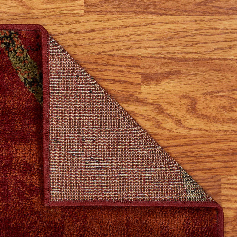 5" x 7" Red and Brown Geometric Area Rug
