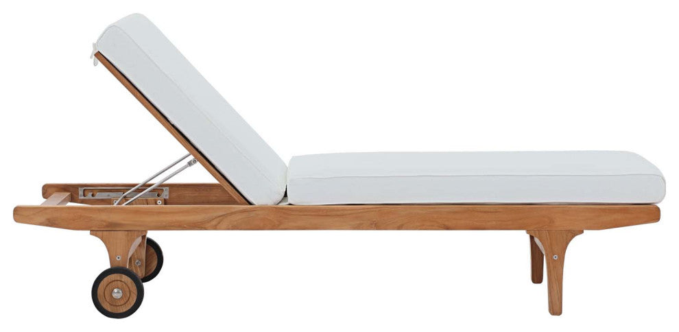 Saratoga Outdoor Patio Teak Chaise Lounge, Natural White