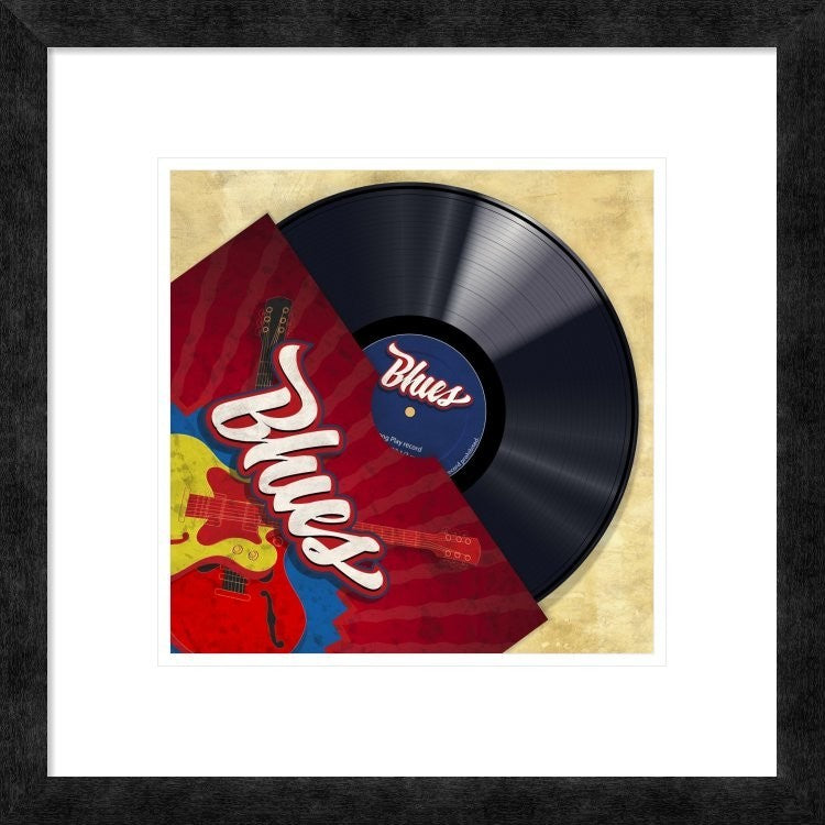 "Vinyl Club, Blues" Framed Digital Print by Steven Hill, 20"x20"