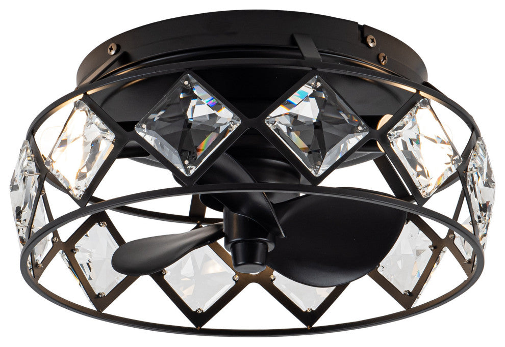 12.2 in. Indoor 3-Blade Crystal Ceiling Fan With Light and Remote Control