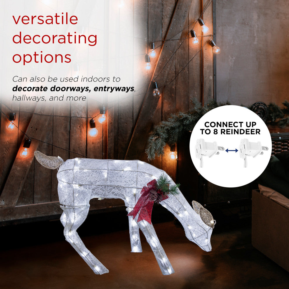 White Grazing Light Up Mesh Deer DÃ©cor