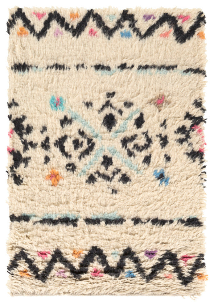 Surya Riad RID-3003 Bohemian Area Rug, Cream, 2' x 3' Rectangle