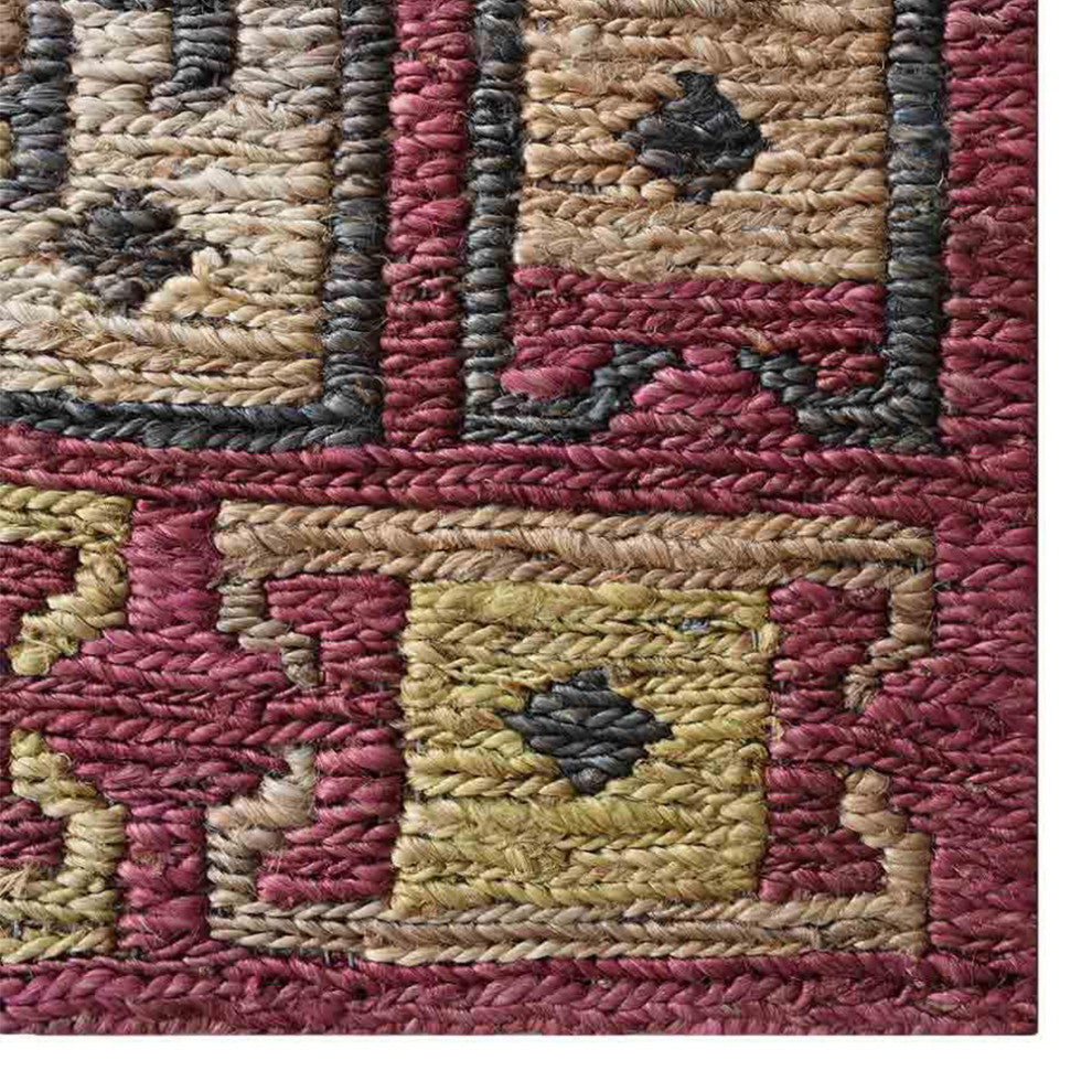 HAND KNOTTED SUMAK JUTE ECO-FRIENDLY AREA RUGS,Beige Red,Oriental,Outdoor Indoor, [Rectangle] 6'x9'