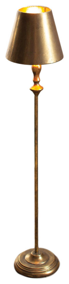 Sleek Slim Antique Gold Metal Table Lamp Modern 40" Tall Reading Light